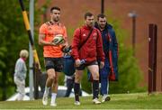 14 May 2018; Conor Murray, James Cronin and JJ Hanrahan make their way out for Munster Rugby squad training at the University of Limerick in Limerick. Photo by Diarmuid Greene/Sportsfile