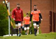 14 May 2018; Darren O'Shea and Peter O'Mahony make their way out for Munster Rugby squad training at the University of Limerick in Limerick. Photo by Diarmuid Greene/Sportsfile