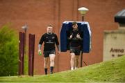 14 May 2018; Rory Scannell and Darren Sweetnam make their way out for Munster Rugby squad training at the University of Limerick in Limerick. Photo by Diarmuid Greene/Sportsfile