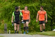 14 May 2018; Chris Cloete, Tommy O'Donnell and Jaco Taute make their way out for Munster Rugby squad training at the University of Limerick in Limerick. Photo by Diarmuid Greene/Sportsfile