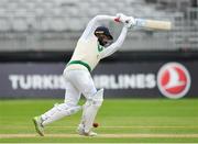 14 May 2018; Stuart Thompson of Ireland plays a shot off of a delivery from Faheem Ashraf of Pakistan during day four of the International Cricket Test match between Ireland and Pakistan at Malahide, in Co. Dublin. Photo by Seb Daly/Sportsfile