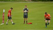 14 May 2018; Tyler Bleyendaal and Tommy O'Donnell train separate from team-mates with physiotherapist Ray McGinley during Munster Rugby squad training at the University of Limerick in Limerick. Photo by Diarmuid Greene/Sportsfile