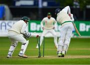 14 May 2018; Stuart Thompson of Ireland, right, is bowled out by Shadab Khan of Pakistan during day four of the International Cricket Test match between Ireland and Pakistan at Malahide, in Co. Dublin. Photo by Seb Daly/Sportsfile
