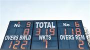 14 May 2018; A general view of the scoreboard at the close of play on day four of the International Cricket Test match between Ireland and Pakistan at Malahide, in Co. Dublin. Photo by Seb Daly/Sportsfile