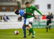 14 May 2018; Ismahil Akinade of Waterford in action against Sean Heaney of Bray Wanderers during the SSE Airtricity League Premier Division match between Bray Wanderers and Waterford at the Carlisle Grounds in Bray, Wicklow. Photo by Eóin Noonan/Sportsfile