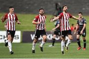 14 May 2018; Darren Cole of Derry City, right, celebrates after scoring his side's first goal during the SSE Airtricity League Premier Division match between Derry City and Dundalk at the Brandywell Stadium in Derry. Photo by Oliver McVeigh/Sportsfile