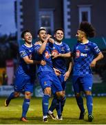 14 May 2018; Courtney Duffus of Waterford celebrates with team mates after scoring his side's second goal during the SSE Airtricity League Premier Division match between Bray Wanderers and Waterford at the Carlisle Grounds in Bray, Wicklow. Photo by Eóin Noonan/Sportsfile