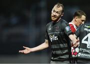14 May 2018; Chris Sheilds of Dundalk reacts during the SSE Airtricity League Premier Division match between Derry City and Dundalk at the Brandywell Stadium in Derry. Photo by Oliver McVeigh/Sportsfile