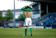 14 May 2018; Adam Idah of Republic of Ireland reats after missing a penalty kick during the shoot out of the UEFA U17 Championship Quarter-Final match between Netherlands and Republic of Ireland at Proact Stadium in Chesterfield, England. Photo by Malcolm Couzens/Sportsfile