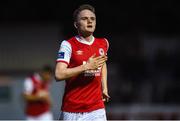 15 May 2018; Thomas Byrne of St Patrick's Athletic celebrates after scoring his side's second goal during the SSE Airtricity League Premier Division match between St Patrick's Athletic and Sligo Rovers at Richmond Park in Dublin. Photo by David Fitzgerald/Sportsfile