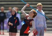 16 May 2018; Nicole Lapay of Luttrelstown CC, Dublin, competing in the Girls Junior Javelin event during Day One of the Irish Life Health Leinster Schools Track and Field Championships at Morton Stadium, Swords Rd, in Santry, Dublin.   Photo by Piaras Ó Mídheach/Sportsfile