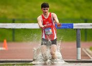 17 May 2018; Brian O'Malley of CBS, Roscommon, competing in the Senior Boys 2000m Steeplechase event during the Irish Life Health Connacht Schools Track and Field event at Athlone I.T., Athlone, Co. Westmeath. Photo by Harry Murphy/Sportsfile