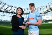 17 May 2018;  Liam Coombes of Garryowen FC, winner of Top Try Scorer,is presented with his award by Carol McMahon, Head of Business Marketing & Sponsorship for Ulster Bank, at the Ulster Bank League Awards at the Aviva Stadium in Dublin. Photo by Sam Barnes/Sportsfile