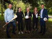 18 May 2018; In attendance, from left, Wexford hurler Matthew O'Hanlon, Leitrim ladies footballer Anna Conlon, Kildare ladies footballer Stacey Cannon, Dublin ladies footballer Sinead Finnegan and Dublin footballer Paul Flynn at The Jim Madden GPA Leadership Programme Launch at St Stephen's Green in Dublin. Photo by David Fitzgerald/Sportsfile