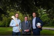 18 May 2018; In attendance, from left, Wexford hurler Matthew O'Hanlon, GPA COO Tom Dillon and Dublin footballer Paul Flynn at The Jim Madden GPA Leadership Programme Launch at St Stephen's Green in Dublin. Photo by David Fitzgerald/Sportsfile