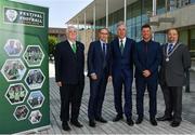 18 May 2018; From left, FAI President Tony Fitzgerald, Republic of Ireland manager Martin O’Neill, FAI CEO John Delaney, Republic of Ireland Women's head coach Colin Bell and Acting Deputy Lord Mayor and Councillor Thomas Moloney pictured at the 2018 Football Association of Ireland's Festival of Football and AGM Launch at Vertigo, County Hall, Co Cork. Photo by Harry Murphy/Sportsfile