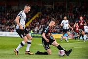 18 May 2018; Patrick Kirk of Bohemians clears his lines under pressure from Dylan Connolly of Dundalk during the SSE Airtricity League Premier Division match between Bohemians and Dundalk at Dalymount Park in Dublin. Photo by Sam Barnes/Sportsfile