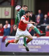 18 May 2018; Rory Hale of Derry City in action against Ryan Brennan of St Patrick's Athletic during the SSE Airtricity League Premier Division match between St Patrick's Athletic and Derry City at Richmond Park in Dublin. Photo by David Fitzgerald/Sportsfile