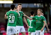 18 May 2018; Sean McLoughlin of Cork City celebrates after scoring his side's second goal with teammates Shane Griffin, left, and Conor McCormack during the SSE Airtricity League Premier Division match between Cork City and Bray Wanderers at Turner's Cross in Cork. Photo by Harry Murphy/Sportsfile