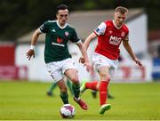 18 May 2018; Aaron McEneff of Derry City in action against Jamie Lennon of St Patrick's Athletic during the SSE Airtricity League Premier Division match between St Patrick's Athletic and Derry City at Richmond Park in Dublin. Photo by David Fitzgerald/Sportsfile