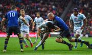 12 May 2018; Henry Chavancy of Racing 92 is tackled by Devin Toner of Leinster during the European Rugby Champions Cup Final match between Leinster and Racing 92 at the San Mames Stadium in Bilbao, Spain. Photo by Brendan Moran/Sportsfile