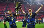 12 May 2018; Rob Kearney, left, and Jonathan Sexton of Leinster celebrate with the cup after the European Rugby Champions Cup Final match between Leinster and Racing 92 at the San Mames Stadium in Bilbao, Spain. Photo by Brendan Moran/Sportsfile