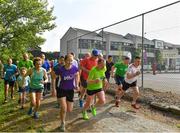 19 May 2018; Cork ladies GAA star and 18-time All-Ireland Winner, Rena Buckley, second from left, pictured during the Castle Demense parkrun where Vhi hosted a roadshow to celebrate their partnership with parkrun Ireland. Cork ladies GAA star and 18-time All-Ireland Winner, Rena Buckley was on hand to lead the warm-up and post event stretching routine in the Vhi Relaxation Area at the finish. parkrun in partnership with Vhi support local communities in organising free, weekly, timed 5k runs every Saturday at 9.30am. To register for a parkrun near you visit www.parkrun.ie. Photo by Harry Murphy/Sportsfile