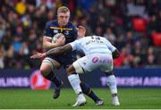 12 May 2018; Dan Leavy of Leinster is tackled by Virimi Vakatawa of Racing 92 during the European Rugby Champions Cup Final match between Leinster and Racing 92 at the San Mames Stadium in Bilbao, Spain. Photo by Brendan Moran/Sportsfile