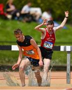 19 May 2018; Gavin Kenny, left, of Hamilton HS Bandon, Co. Cork, Joseph Daly of Davis College, Co. Cork, competing in the Inter Boys 1500m Steeplechase event at the Irish Life Health Munster Schools Track and Field Championships at Crageens in Castleisland, Co Kerry. Photo by Harry Murphy/Sportsfile