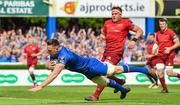 19 May 2018; Jack Conan of Leinster scores his side's first try during the Guinness PRO14 semi-final match between Leinster and Munster at the RDS Arena in Dublin. Photo by Ramsey Cardy/Sportsfile