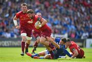 19 May 2018; Rhys Marshall of Munster is tackled by Ross Byrne of Leinster during the Guinness PRO14 semi-final match between Leinster and Munster at the RDS Arena in Dublin. Photo by Brendan Moran/Sportsfile