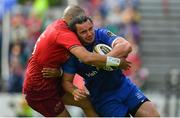 19 May 2018; James Lowe of Leinster is tackled by Simon Zebo of Munster during the Guinness PRO14 semi-final match between Leinster and Munster at the RDS Arena in Dublin. Photo by Brendan Moran/Sportsfile