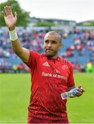 19 May 2018; Simon Zebo of Munster waves to the crowd after the Guinness PRO14 semi-final match between Leinster and Munster at the RDS Arena in Dublin. Photo by Brendan Moran/Sportsfile