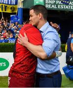 19 May 2018; Simon Zebo of Munster with Jonathan Sexton of Leinster after the Guinness PRO14 semi-final match between Leinster and Munster at the RDS Arena in Dublin. Photo by Brendan Moran/Sportsfile