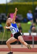 19 May 2018; Meabh Ni-Dhalaigh of Gaelcholaiste Mhuire AG, Co. Cork, competing in the Senior Girls Javelin event at the Irish Life Health Munster Schools Track and Field Championships at Crageens in Castleisland, Co Kerry. Photo by Harry Murphy/Sportsfile
