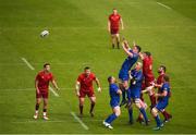 19 May 2018; James Ryan of Leinster takes possession in a lineout ahead of Peter O'Mahony of Munster during the Guinness PRO14 semi-final match between Leinster and Munster at the RDS Arena in Dublin. Photo by Stephen McCarthy/Sportsfile