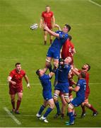 19 May 2018; James Ryan of Leinster takes possession in a lineout ahead of Peter O'Mahony of Munster during the Guinness PRO14 semi-final match between Leinster and Munster at the RDS Arena in Dublin. Photo by Stephen McCarthy/Sportsfile