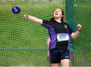 19 May 2018; Sarah Heery of Waterpark College, Co. Waterford, competing in the  Junior Girls Discus event at the Irish Life Health Munster Schools Track and Field Championships at Crageens in Castleisland, Co Kerry. Photo by Harry Murphy/Sportsfile