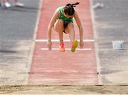 19 May 2018; Eabha Crowley of Bandon Grammar School, Co. Cork, competing in the Junior Girls Triple Jump event at the Irish Life Health Munster Schools Track and Field Championships at Crageens in Castleisland, Co Kerry. Photo by Harry Murphy/Sportsfile