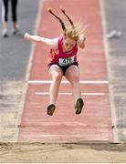 19 May 2018; Aobhin O'Grady of St Augustines, Co. Waterford, competing in the Junior Girls Triple Jump event at the Irish Life Health Munster Schools Track and Field Championships at Crageens in Castleisland, Co Kerry. Photo by Harry Murphy/Sportsfile