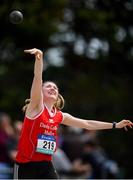 19 May 2018; Sarah O'Keffee of Davis College, Co. Cork, competing in the Senior Girls Shot put event at the Irish Life Health Munster Schools Track and Field Championships at Crageens in Castleisland, Co Kerry. Photo by Harry Murphy/Sportsfile
