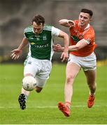 19 May 2018; Declan McCusker of Fermanagh in action against Ben Crealey of Armagh during the Ulster GAA Football Senior Championship Quarter-Final match between Fermanagh and Armagh at Brewster Park in Enniskillen, Fermanagh. Photo by Oliver McVeigh/Sportsfile