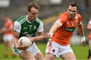 19 May 2018; Lee Cullen of Fermanagh in action against Brendan Donaghy of Armagh during the Ulster GAA Football Senior Championship Quarter-Final match between Fermanagh and Armagh at Brewster Park in Enniskillen, Fermanagh. Photo by Oliver McVeigh/Sportsfile