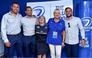 19 May 2018; Adam Byrne, Dave Kearney and Jamison Gibson-Park of Leinster with fans in the Blue Room prior to the Guinness PRO14 semi-final match between Leinster and Munster at the RDS Arena in Dublin. Photo by Brendan Moran/Sportsfile