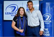 19 May 2018; Adam Byrne of Leinster with fans in the Blue Room prior to the Guinness PRO14 semi-final match between Leinster and Munster at the RDS Arena in Dublin. Photo by Brendan Moran/Sportsfile