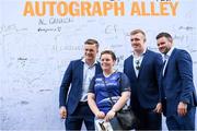 19 May 2018; A Leinster supporter poses for a photograph with Leinster players, from left, Josh van der Flier, Dan Leavy and Fergus McFadden at Autograph Alley prior to the Guinness PRO14 semi-final match between Leinster and Munster at the RDS Arena in Dublin. Photo by Stephen McCarthy/Sportsfile