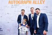 19 May 2018; A Leinster supporter poses for a photograph with Leinster players, from left, Josh van der Flier, Dan Leavy and Fergus McFadden at Autograph Alley prior to the Guinness PRO14 semi-final match between Leinster and Munster at the RDS Arena in Dublin. Photo by Stephen McCarthy/Sportsfile