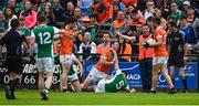 19 May 2018; Brendan Donaghy of Armagh and Barry Mulrone of Fermanagh tussle during the Ulster GAA Football Senior Championship Quarter-Final match between Fermanagh and Armagh at Brewster Park in Enniskillen, Fermanagh. Photo by Oliver McVeigh/Sportsfile