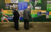 20 May 2018; Fr Seamus Ryan, Cappamore, Co Limerick, right, and his friend Dan Kennelly, Lixnaw, Co Kerry, review a new wall of pictures and historical facts prior to the Munster GAA Hurling Senior Championship Round 1 match between Limerick and Tipperary at the Gaelic Grounds in Limerick. Photo by Ray McManus/Sportsfile