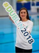 21 May 2018; Claire Bergin in attendance at the Dublin 2018 World Para Swimming Allianz European Championships Ticket Launch at the National Aquatic Centre in Dublin. Tickets for the Dublin2018 World Para Swimming Allianz European Championships are now on sale at www.paralympics.ie Paralympians Ellen Keane and Nicole Turner joined #Dublin2018 Ambassadors Rory’s Stories and Claire Bergin to launch the ticket sales platform. Photo by David Fitzgerald/Sportsfile